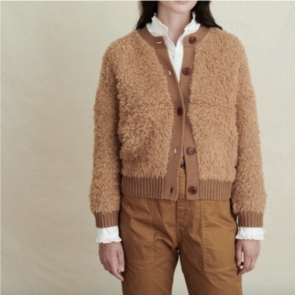 Alex Mill Sweaters - Alex Mill Binky Brown Textured Cardigan Merino Wool